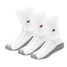 NAVYSPORT Men Pack Of 3 White & Grey Colourblocked Calf-Length Socks-27
