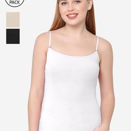 Soie Women Pack of 3 Solid Camisoles-image-84