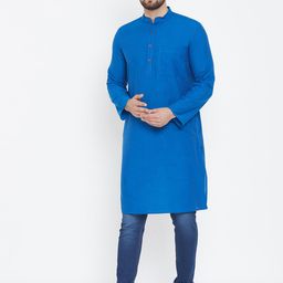 even Men Blue Solid Straight Kurta-image-92