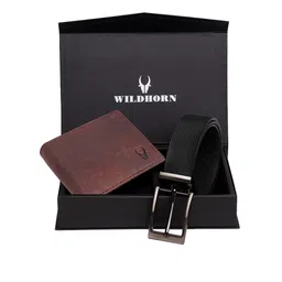 WildHorn Men Brown & Black RFID Protected Genuine Leather Accessory Gift Set-image-90