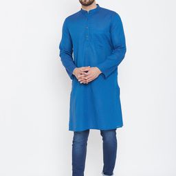 even Men Blue Striped Straight Kurta-image-73
