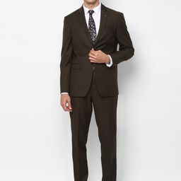 Allen Solly Men Brown Solid Slim Fit Single-Breasted Formal Suit-image-19