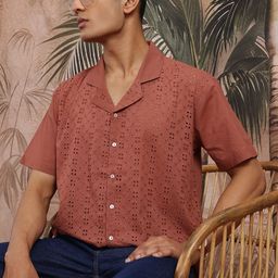 Sangria Pure Cotton Schiffli Shirt-image-33