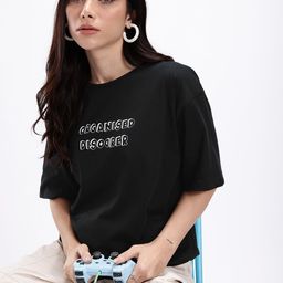 Kook N Keech Women Typography Printed Drop-Shoulder Sleeves Oversized Pure Cotton T-shirt-picture-16