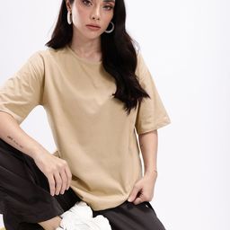 Kook N Keech Drop-Shoulder Sleeves Oversized Pure Cotton T-shirt-image-97
