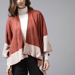 Cayman Women Rust Red Solid Poncho-22
