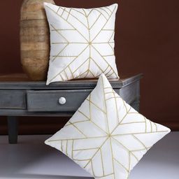 Alina decor Off-White Set of 2 Embellished Square Cushion Covers-image-18