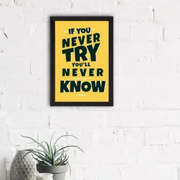 eCraftIndia Yellow & Black Motivational Quote Satin Matte Texture UV Wall Painting-image-84