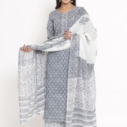 kipek Women Blue & White Printed Kurta with Palazzos & Dupatta-picture-12