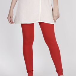 TWIN BIRDS Women Red Solid Churidar-Length Leggings-image-97