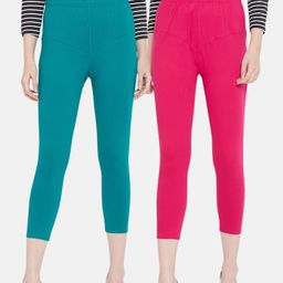 Tulsattva Women Pack Of 2 Solid Three-Fourth Length Leggings-picture-6