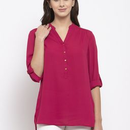 Gipsy Women Maroon Solid High-Low Top-image-37