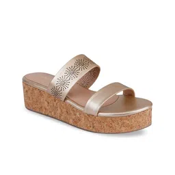 VALIOSAA Women Gold-Toned Solid Flatform Heels-image-45
