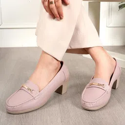 DressBerry Women Round Toe Block Heels Pumps-2
