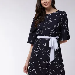 Zima Leto Navy Blue A-Line Dress-picture-13
