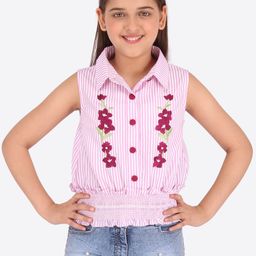 CUTECUMBER Girls Pink Striped Shirt Style Top-image-28