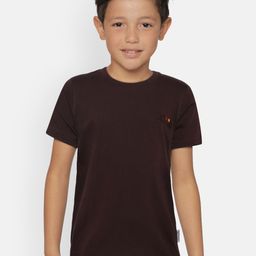 dongli Boys Brown Solid Round Neck Pure Cotton T-shirt-image-53