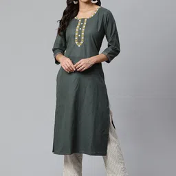 KSUT Women Grey Printed Kurta with Trousers-image-62