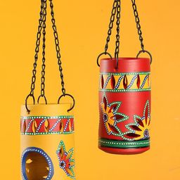 ExclusiveLane Set Of 2 Two-Dabbas Of Light Candle Hanging Tea-Light Candle Holders-image-78