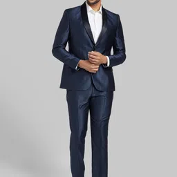 Parx Men Blue Solid Single-Breasted Formal Suit-picture-3
