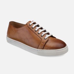 Hats Off Accessories Men Tan Brown Leather Sneakers-image-97