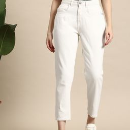 Mast & Harbour Women Pure Cotton Tapered Fit Jeans-image-100