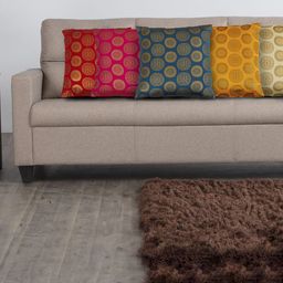 Home Centre Yellow & Pink Set of 5 Geometric Square Cushion Covers-36