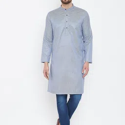 even Men Blue Woven Design Straight Kurta-image-91