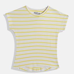METRO KIDS COMPANY White & Yellow Striped Pure Cotton Crop Top-image-36