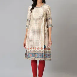 W Women White Geometric Striped Handloom Kurta-picture-16