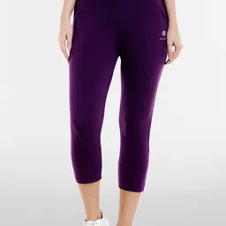 BODYACTIVE Women Purple Solid Regular Fit Capris-picture-33