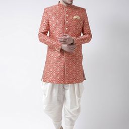 DEYANN Men Red & Off-White Sherwani-image-18