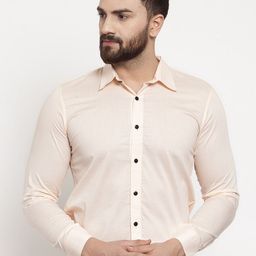 Purple State Men Peach-Coloured Cotton Slim Fit Solid Formal Shirt-image-14
