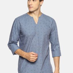 Bene Kleed Men Navy Blue & Navy Blue Quirky Print Straight Kurta-picture-13