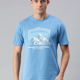 Wildcraft Men Blue & White Typography Printed Applique T-shirt-picture-45