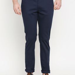 Basics Men Navy Blue Skinny Fit Solid Joggers-image-78