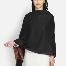Anekaant Women Black & Maroon Woven Design Shawl-picture-45