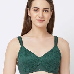 Soie Green lace Underwired Non Padded full coverage Everyday Bra FB-610-18