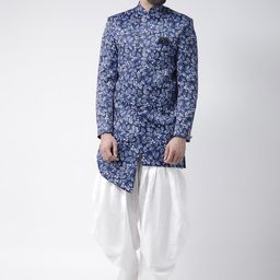Hangup Men Blue & White Sherwani With Dhoti Pants-image-50