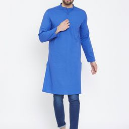even Men Blue Solid Straight Kurta-image-76