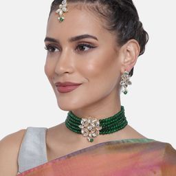 Peora Gold-Plated Kundan-Studded Jewellery Set-34