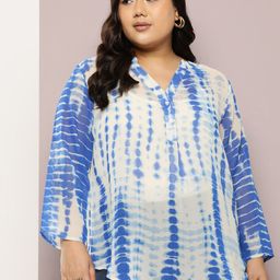 Qurvii+ Plus Size Comfort Semi Sheer Printed Casual Shirt-15