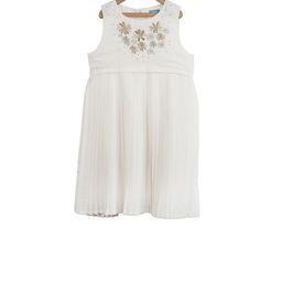 Miyo Girls White Embroidered A-Line Dress-image-101