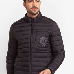 SPYKAR Graphic Printed Mock-Collar Puffer Jacket-image-31