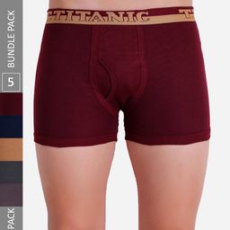 T.T. Men Pack Of 5 Titanic ICD Pure Cotton Long Trunks-image-66
