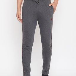 Adobe Men Charcoal Grey Solid Straight-Fit Track Pants-image-18
