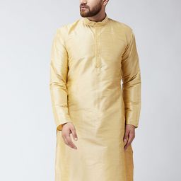SOJANYA Men Gold-Toned Solid Straight Kurta-image-35