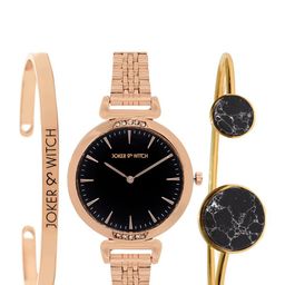 Joker & Witch Women Black & Rosegold Watch & Bracelet Stack JWBS154-image-27