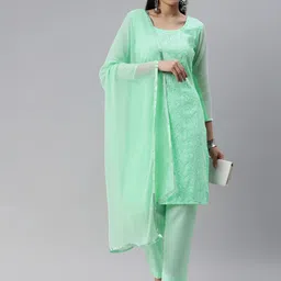 KALINI Green Embroidered Unstitched Dress Material-image-89
