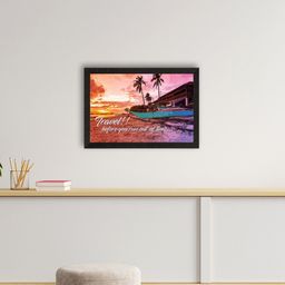 eCraftIndia Orange & Brown "Travel before you run out of time" Beach Side View Satin Matt Texture UV Art Painting-image-12